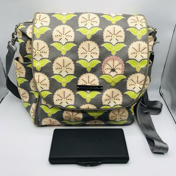 Petunia Pickle Bottom Boxy Backpack Diaper Bag Lage Floral Grey Green Pink main image 5